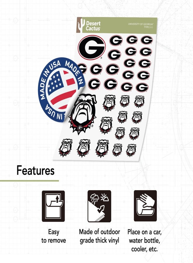 Desert Cactus University of Georgia Sticker Bulldogs UGA Dawgs Vinyl Decals Laptop Water Bottle Car Scrapbook Sheet T1 (Type 1-1) - Image 4
