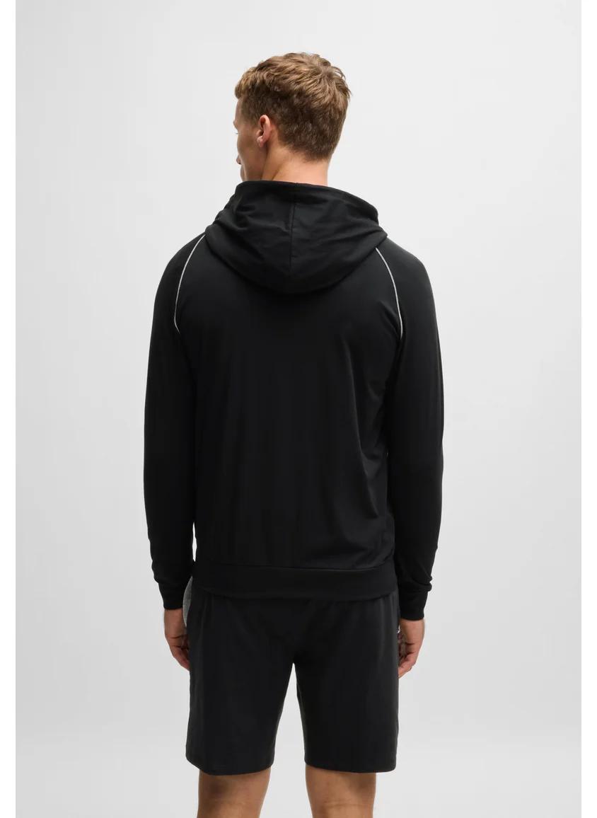 BOSS Zip-up hoodie in stretch cotton with embroidered logo