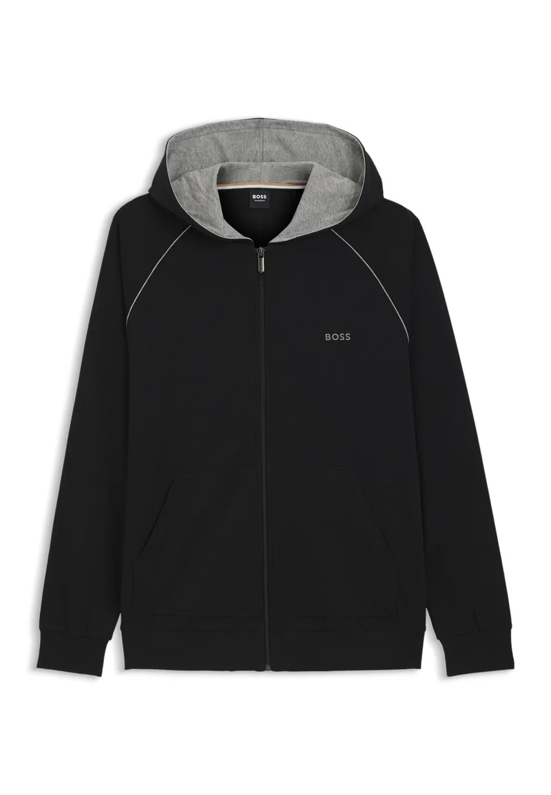 BOSS Black Zip-up hoodie in stretch cotton with contrast piping for Men | Best Price UAE