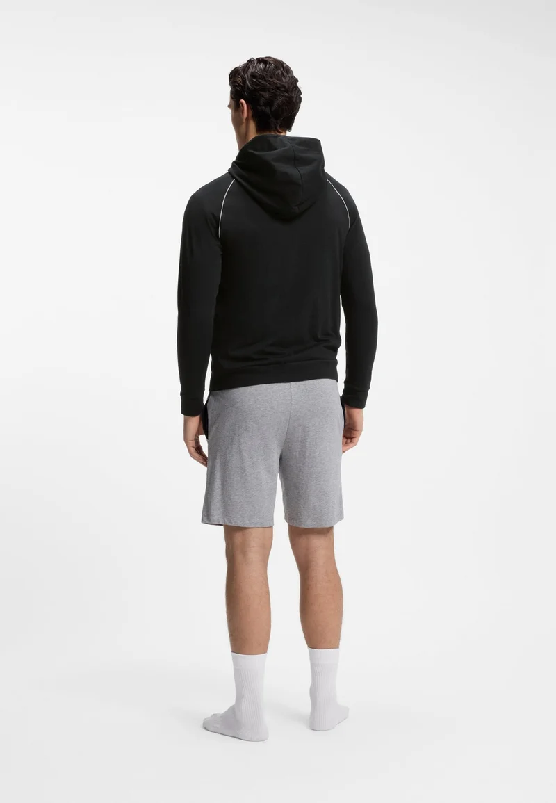 BOSS Zip-up hoodie in stretch cotton with contrast piping