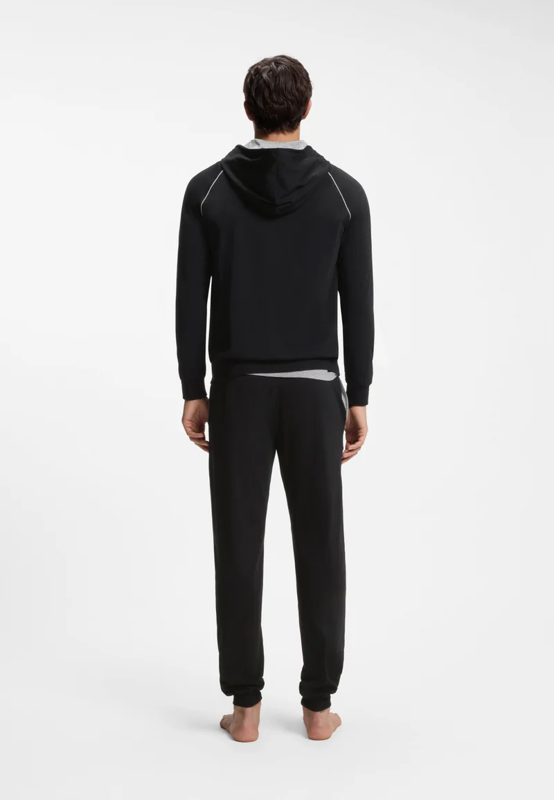 BOSS Zip-up hoodie in stretch cotton with contrast piping