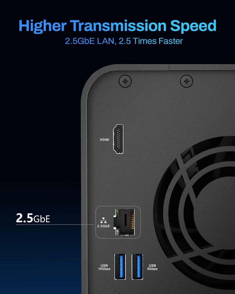 TERRAMASTER F2-425 2-Bay NAS Storage - Intel x86 Quad-Core CPU, 4GB RAM, 2.5GbE LAN, Network Attached Storage Multimedia Server for Home Users (Diskless) - Image 4