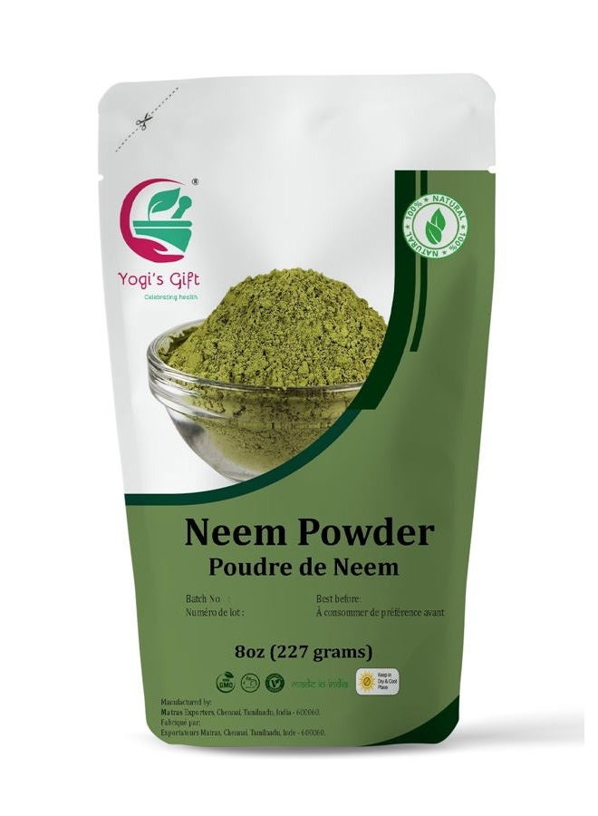 YOGI'S GIFT – Celebrating health NEEM Powder 8 oz | Wild Crafted | Detoxifier | Support Skin Health & Hair Growth | 100% Pure Neem Leaf Powder | Azadirachta Indica by Yogi's Gift  - Image 1