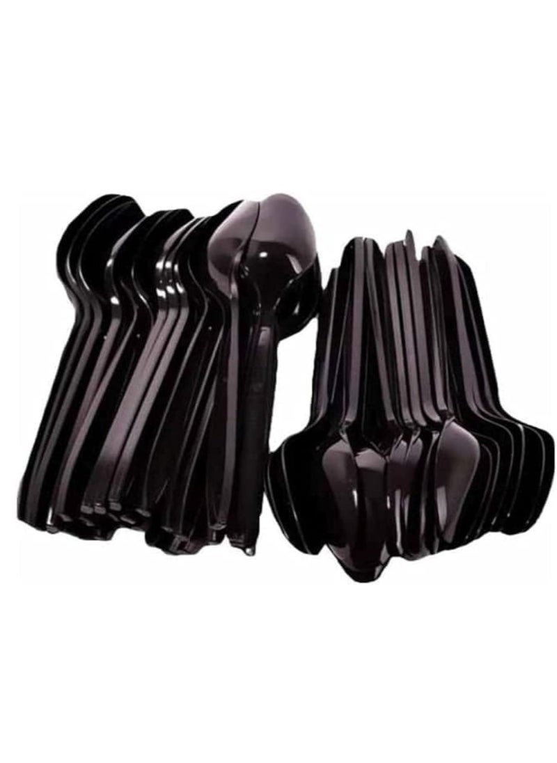 Generic 100 Pieces of Disposable Plastic Spoons, Black 