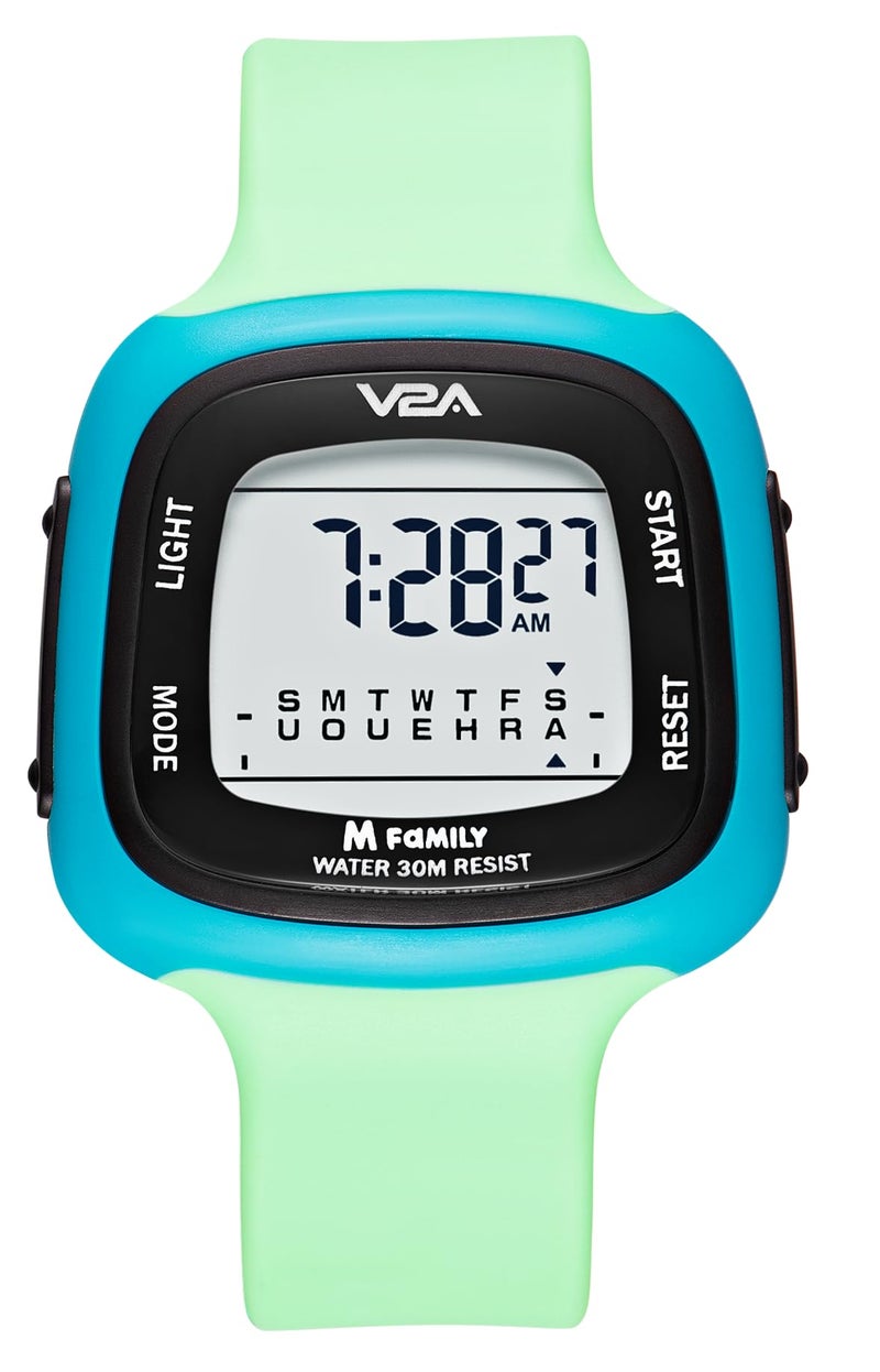 V2A Kids Resin Watch Gifts For Boys And Girls Age 4-13 For Multi-Functional 30 M Waterproof Digital Sports Watches For 4 5 6 7 8 Year Old Boy And Girls|Birthday Gift For Kids (Green-Blue) - Image 1