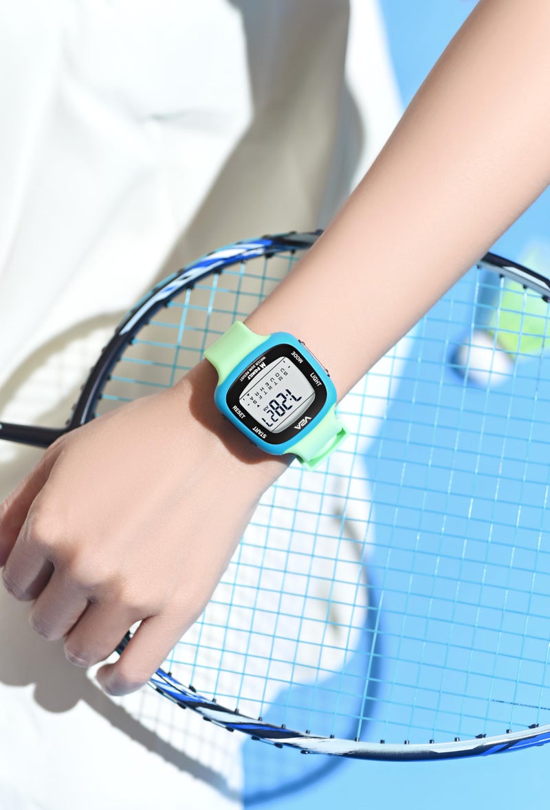 V2A Kids Resin Watch Gifts For Boys And Girls Age 4-13 For Multi-Functional 30 M Waterproof Digital Sports Watches For 4 5 6 7 8 Year Old Boy And Girls|Birthday Gift For Kids (Green-Blue) - Image 3