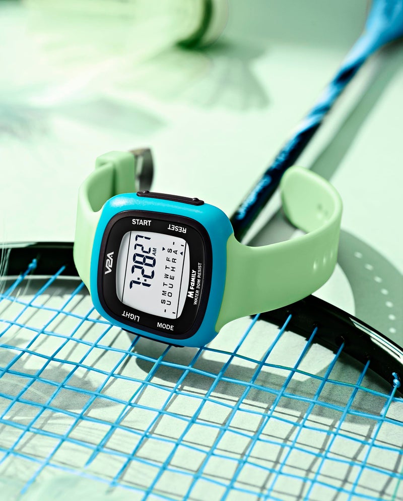 V2A Kids Resin Watch Gifts For Boys And Girls Age 4-13 For Multi-Functional 30 M Waterproof Digital Sports Watches For 4 5 6 7 8 Year Old Boy And Girls|Birthday Gift For Kids (Green-Blue) - Image 2