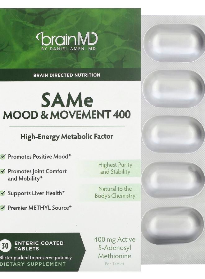BRAINMD SAMe Mood & Movement 400 400 mg 30 Enteric Coated Tablets