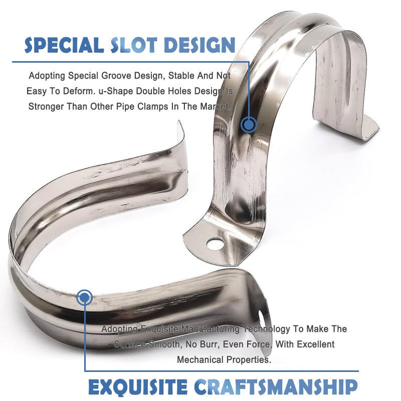Nge 2.5inch Rigid Pipe Strap Clamp-Two Hole Strap-U Bracket Tube Clip-Stainless Steel Heavy Duty Pipe Fasten Holder-Secures Conduit,10Pcs(76mm) - Image 5