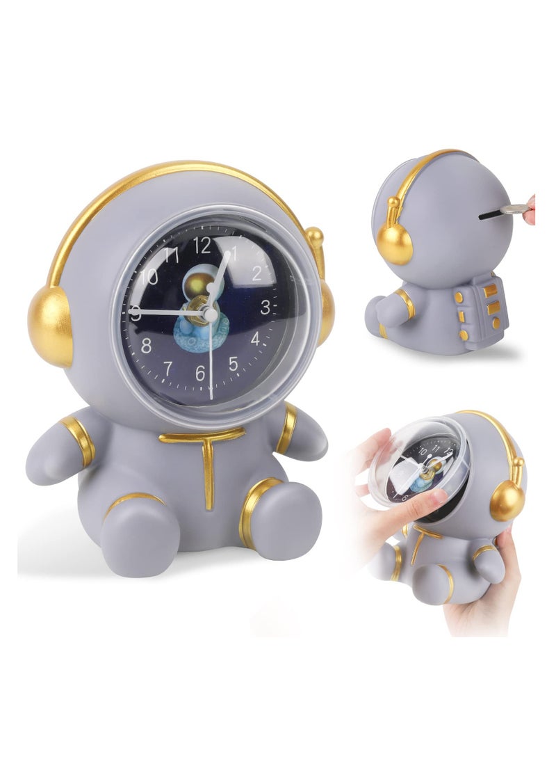 Excefore Alarm Clock with Astronaut Coin Bank, Personalized Coin Bank for Girls Boys, Large Size Decoration Money Savings Case with Clock, Birthday Gift - Image 1