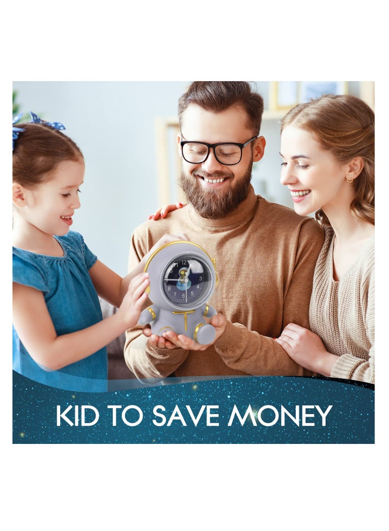 Excefore Alarm Clock with Astronaut Coin Bank, Personalized Coin Bank for Girls Boys, Large Size Decoration Money Savings Case with Clock, Birthday Gift - Image 5