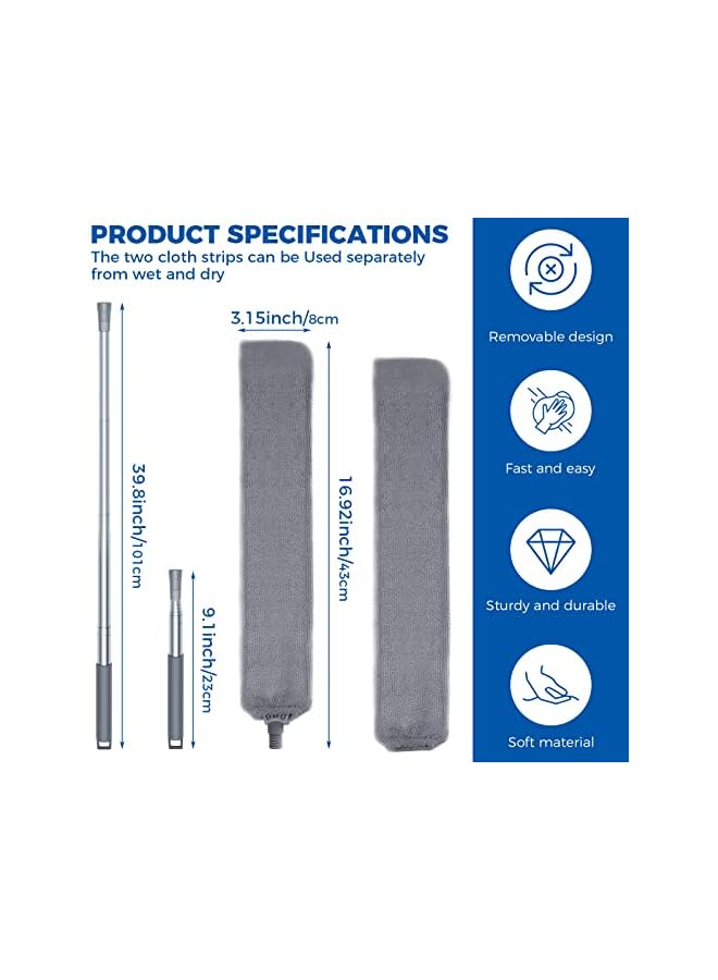 promass Retractable Gap Dust Cleaner Cleaning Tools with 2 Microfiber Dusting Cloths Long Handle 60inches Washable and Retractable Duster Brush for Cleaning Under Appliances Furniture Couch Fridge - Image 2