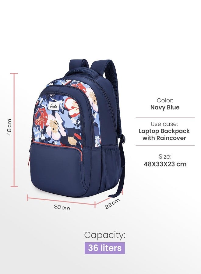 Genie Diasora School Backpack For Girls |19 Inch-36 Litres With Laptop Sleeve, Rain cover, Three Compartments, |Best for Books, Water Bottles, Stationery, Laptop, Lunch Box & Essentials - Navy Blue - Image 3