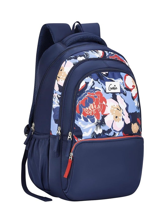 Genie Diasora School Backpack For Girls |19 Inch-36 Litres With Laptop Sleeve, Rain cover, Three Compartments, |Best for Books, Water Bottles, Stationery, Laptop, Lunch Box & Essentials - Navy Blue - Image 1
