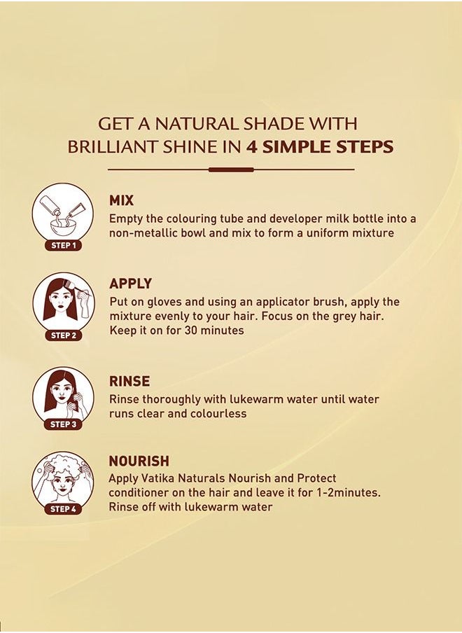 Vatika Naturals - Vatika Naturals Coloring Kit - Light Brown With Almond Oil | 100% Grey Coverage | Permanent Hair Dye With Quick Applicator - 180 ml - Image 1