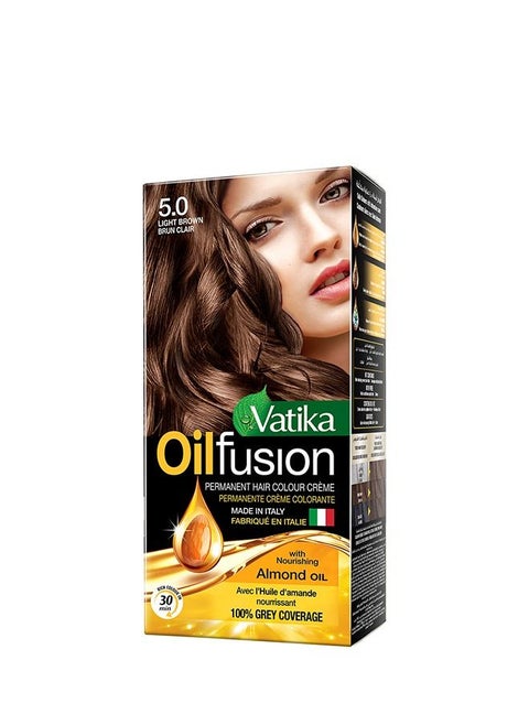 Vatika Naturals Coloring Kit - Light Brown With Almond Oil | 100% Grey Coverage | Permanent Hair Dye With Quick Applicator - 180 ml