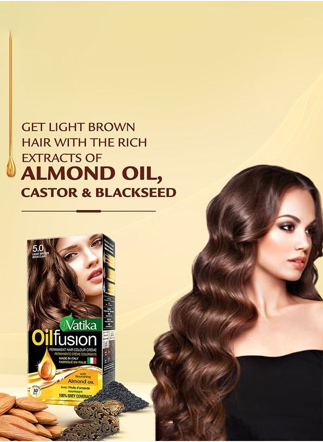 Vatika Naturals - Vatika Naturals Coloring Kit - Light Brown With Almond Oil | 100% Grey Coverage | Permanent Hair Dye With Quick Applicator - 180 ml - Image 1