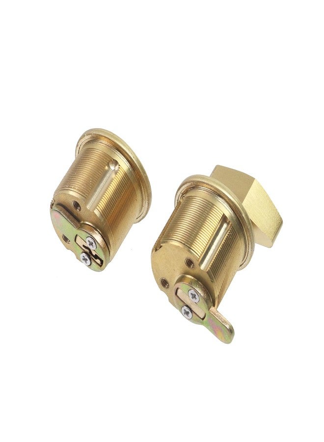 Nicerity 2 Pcs 1" Mortise Lock Cylinder Copper Security Door Locks Front Door and Exterior Gate Lockset Hardware with Keys, Gold - Image 4