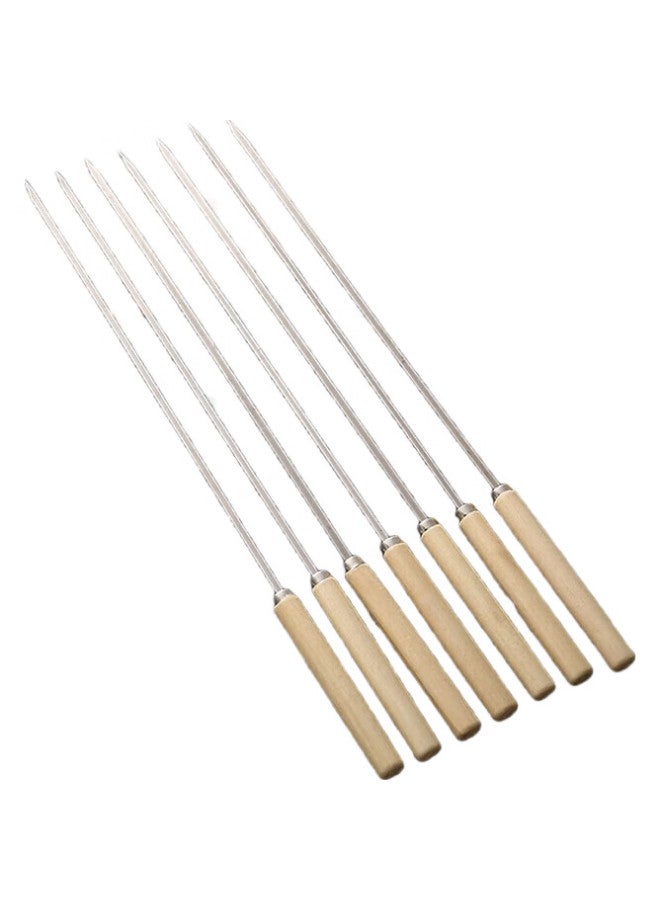 OFEIS 304 Stainless Steel Barbecue Skewers, Meat Kebab Sticks, Grilling Needles, Barbecue Tools, Wooden Handle Skewers, 20 Pieces - Image 1