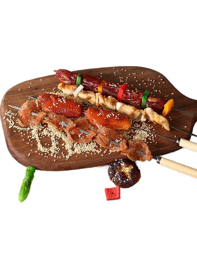 OFEIS 304 Stainless Steel Barbecue Skewers, Meat Kebab Sticks, Grilling Needles, Barbecue Tools, Wooden Handle Skewers, 20 Pieces - Image 2