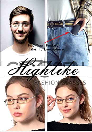 HIGHLIKE 2-Pack Hard Cases Folding Reading Glasses, Pocket Wallet Purse Compact Spring Hinge Readers, Transparent Clear Lens Black Gunmetal 1.25 x - Image 5