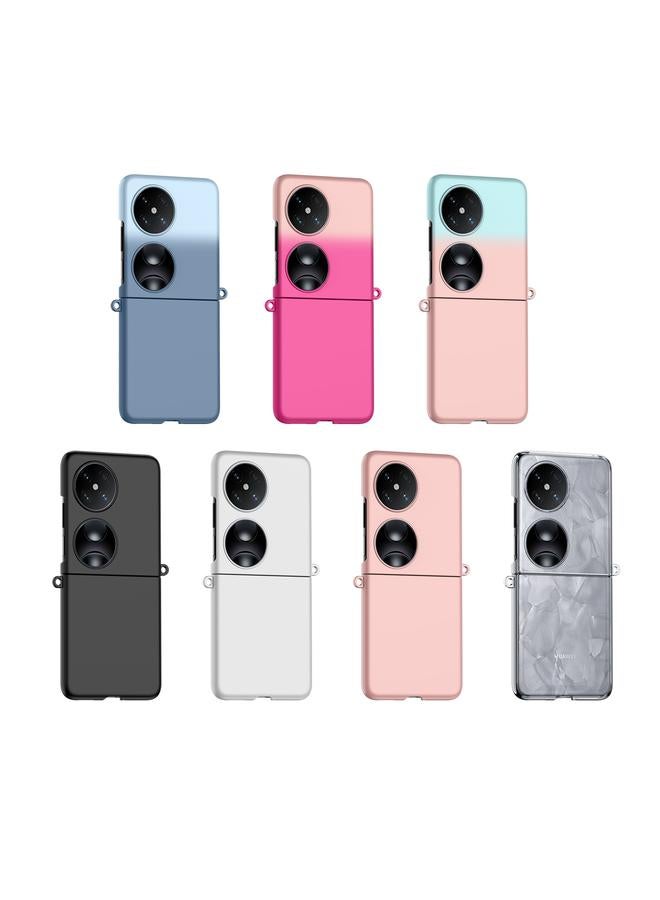 زبون جراب لهاتف Huawei P50 Pocket بلون متدرج وملمس الجلد من مادة البولي كربونات مع تغطية كاملة ومضاد للصدمات - Image 2