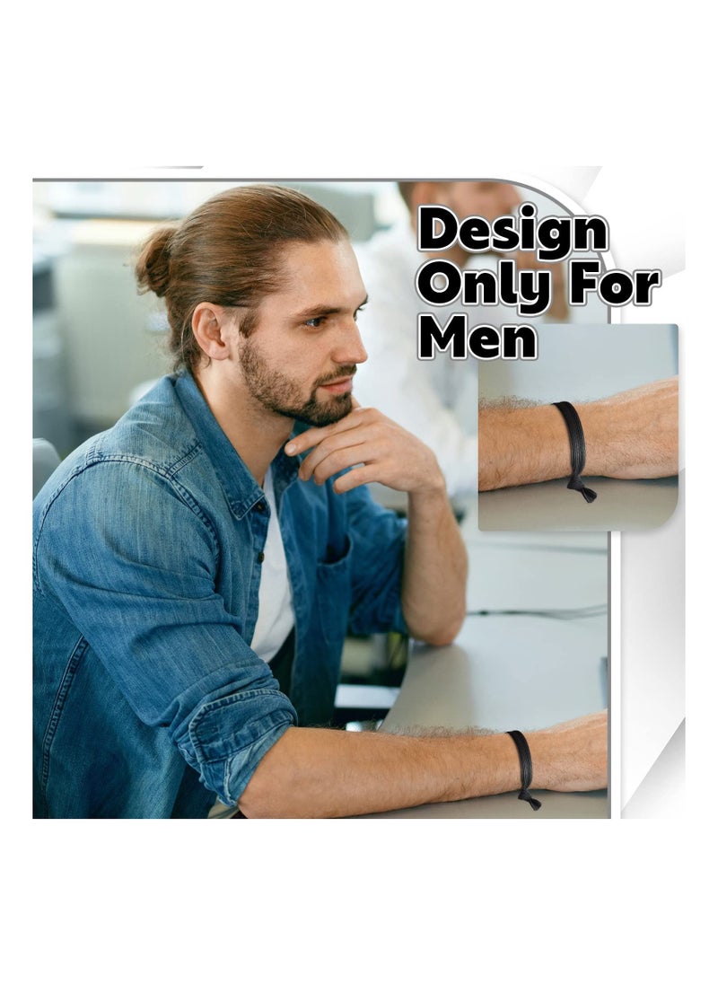 SYOSI - Mens Hair Ties, 36 Pcs Knotted  Elastic Flat Man Bun Hair Tie No Crease Breakage Hair Ties for Guys Strong Ponytail Holders for Men Black Man Bun Accessories Hair Bands Men with Thick Long Curly Hair - Image 1