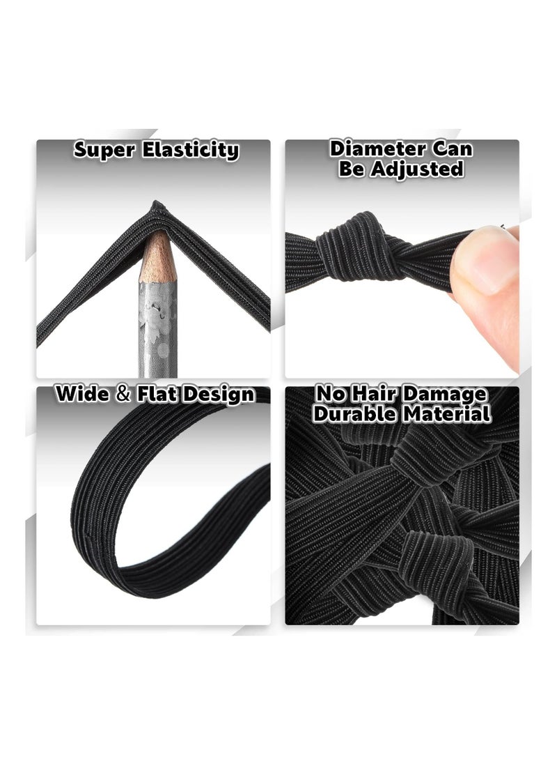 SYOSI - Mens Hair Ties, 36 Pcs Knotted  Elastic Flat Man Bun Hair Tie No Crease Breakage Hair Ties for Guys Strong Ponytail Holders for Men Black Man Bun Accessories Hair Bands Men with Thick Long Curly Hair - Image 1