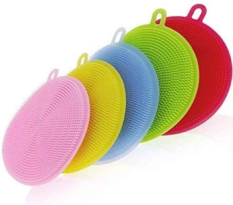 SBA PRIME SBAPRIME Multi-Purpose Silicone Kitchen Scrub Brush for Dishes Pots Fruits Vegetables & Non-Stick Pan | 5 Color Scrubber - Image 1