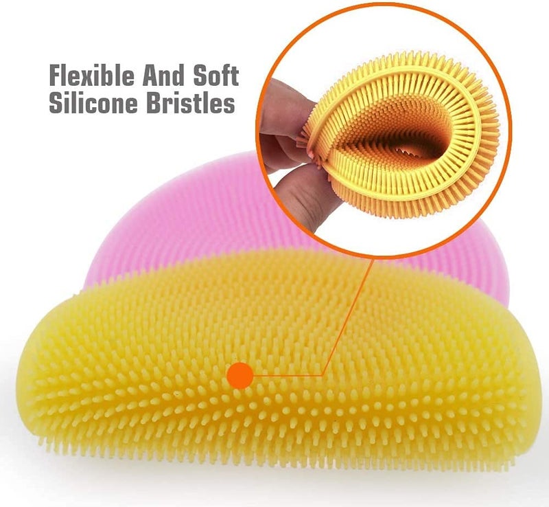 SBA PRIME SBAPRIME Multi-Purpose Silicone Kitchen Scrub Brush for Dishes Pots Fruits Vegetables & Non-Stick Pan | 5 Color Scrubber - Image 2