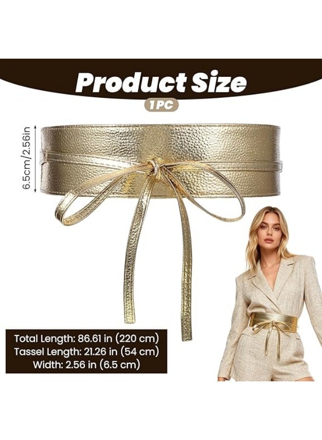 Women Obi Waist Belt, Faux Leather Wide Wrap Around Bowknot Belt Fashion Wrap Around Obi Belts for Dress Jumpsuit - Image 2