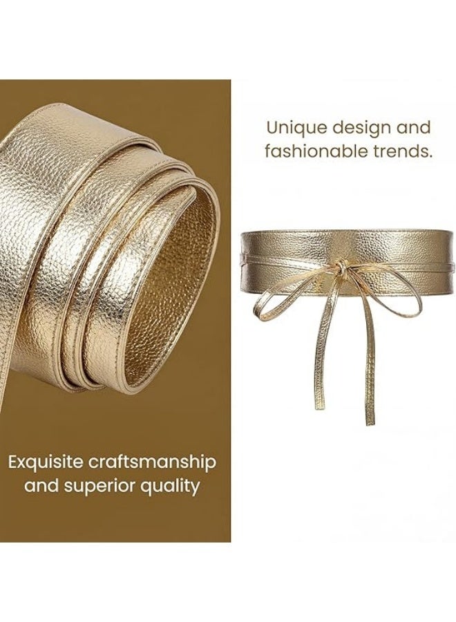 Women Obi Waist Belt, Faux Leather Wide Wrap Around Bowknot Belt Fashion Wrap Around Obi Belts for Dress Jumpsuit - Image 4