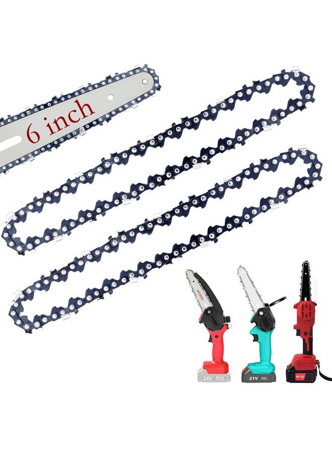 Fifchall [2 Pieces] 6 Inch Mini Chainsaw Chain, 6 Inch Replacement Chains for Cordless Electric Portable Mini Chainsaw, Guide Saw Chain for All 6-inch Mini Chainsaws for Wood Branch Cutting - Image 1
