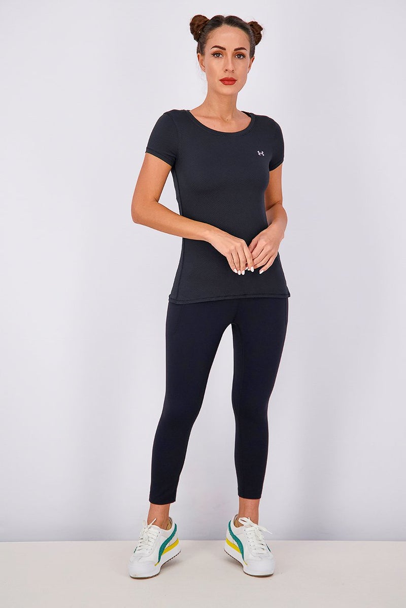 UNDER ARMOUR Women Heat Gear Armour Short Sleeve Shirt, Black - Image 2