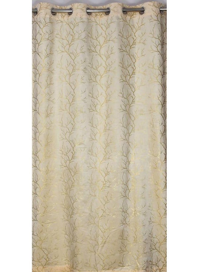 RED RIBBON DECOR Heavy Velvet Fabric Semi Sheer Room Darkening Floral Grommet Curtains 8 Feet For Door, Cream, Pack Of 2 Pieces - Image 3