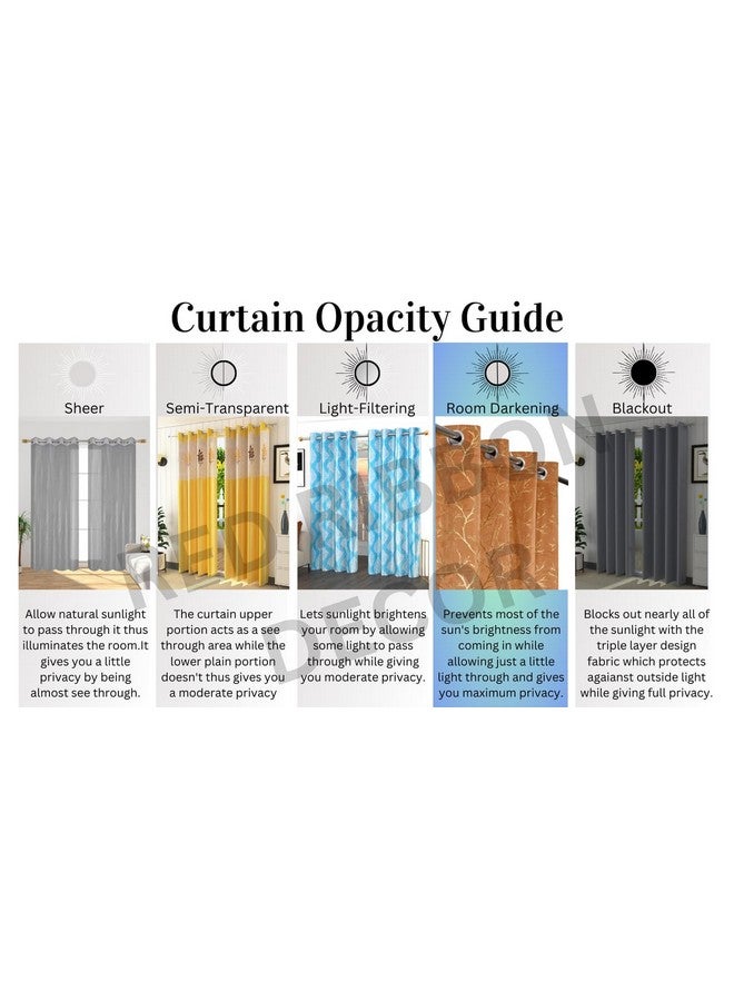 RED RIBBON DECOR Heavy Velvet Fabric Semi Sheer Room Darkening Floral Grommet Curtains 8 Feet For Door, Cream, Pack Of 2 Pieces - Image 5