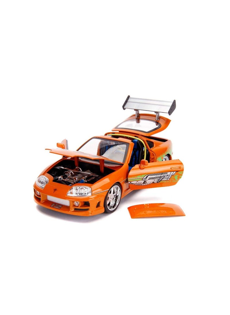 Jada Toys Fast & Furious 1:18 Toyota Supra Die-cast Car & 3" Brian Figure, Toys for Kids and Adults,Orange  - Image 3