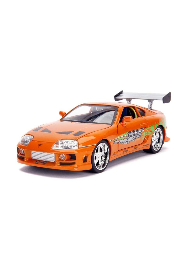 Jada Toys Fast & Furious 1:18 Toyota Supra Die-cast Car & 3" Brian Figure, Toys for Kids and Adults,Orange  - Image 2