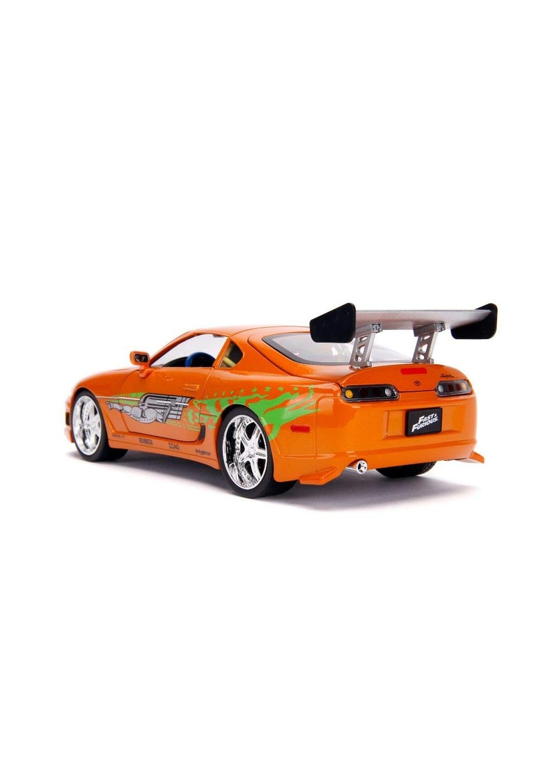 Jada Toys Fast & Furious 1:18 Toyota Supra Die-cast Car & 3" Brian Figure, Toys for Kids and Adults,Orange  - Image 5