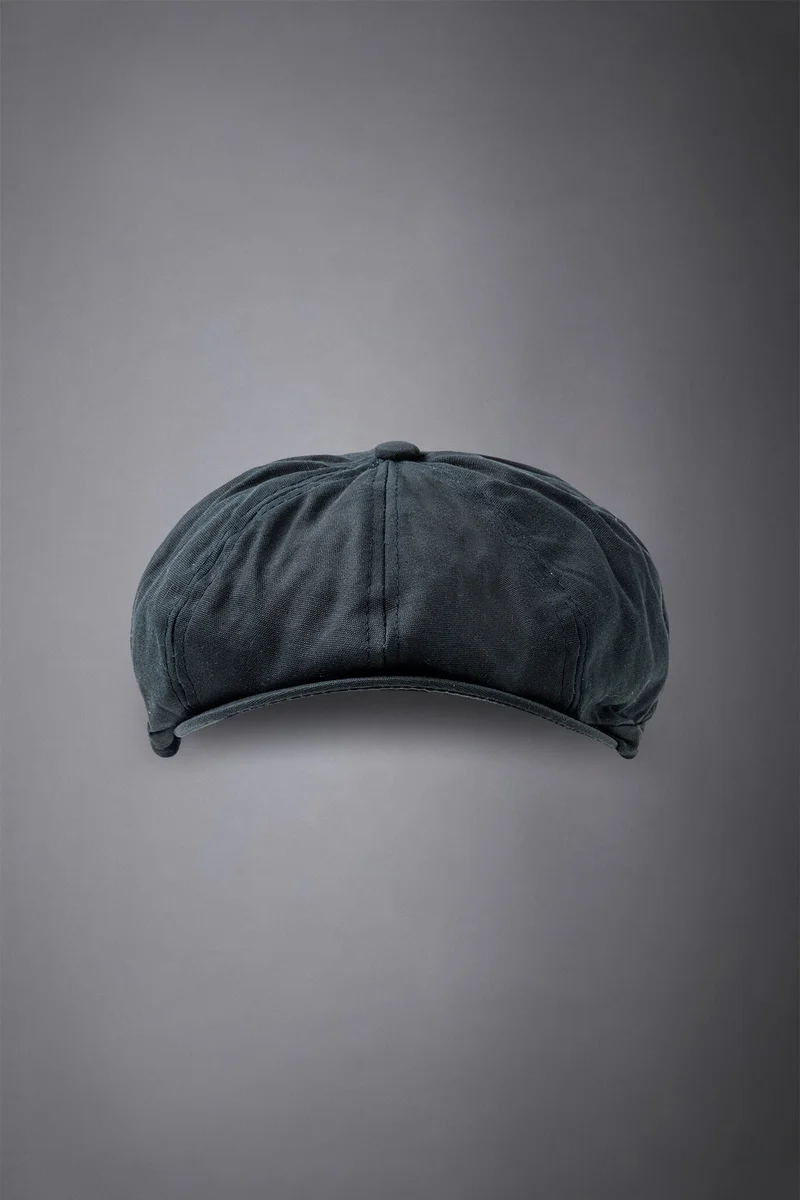 Men's flat cap in waxed fabric - Blue