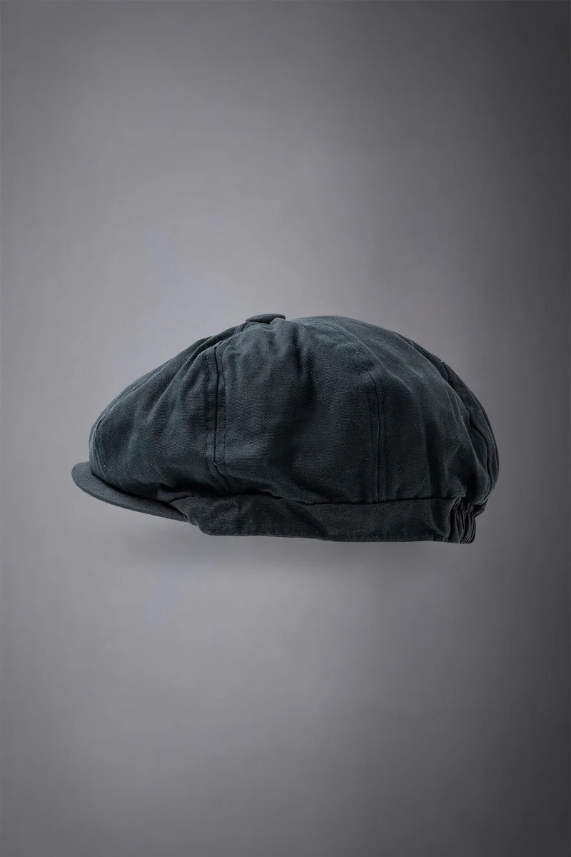 Doppelganger Men's flat cap in waxed fabric - Blue
