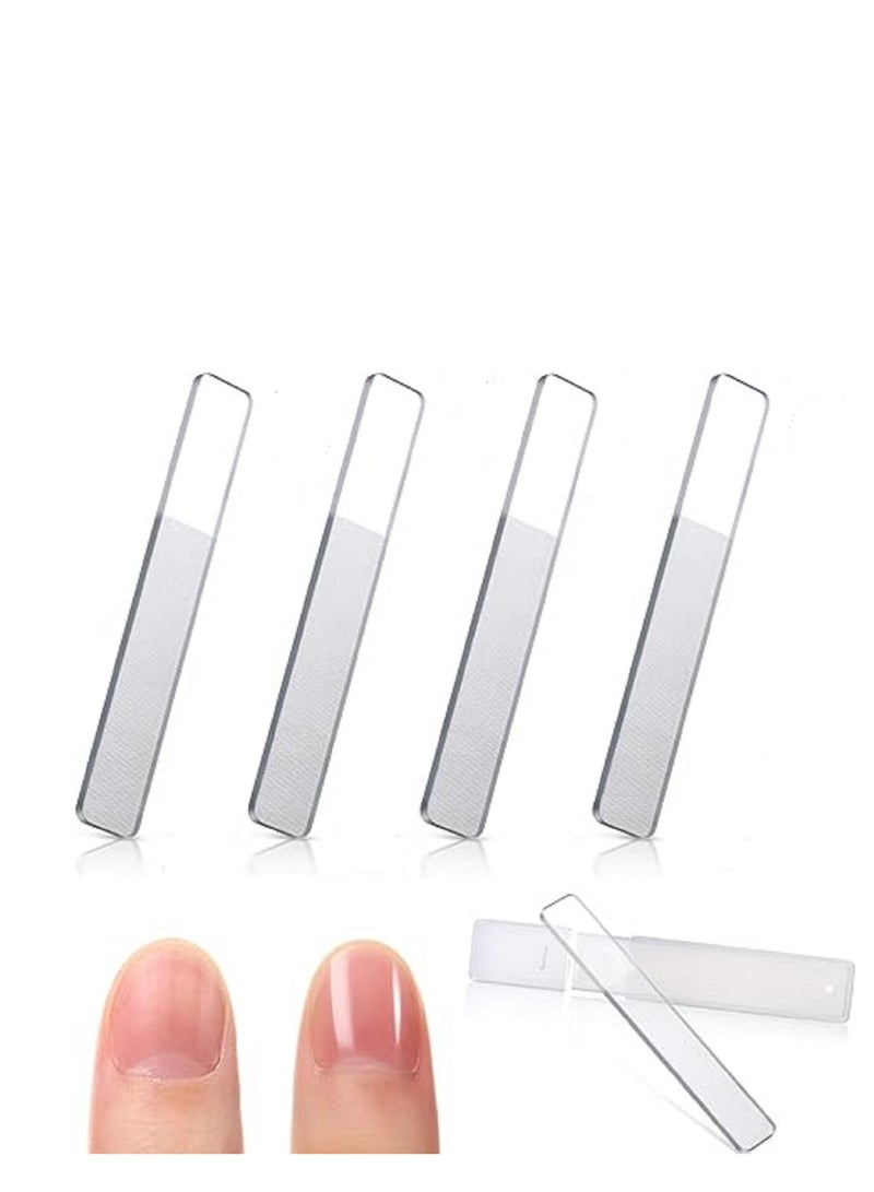 4 Pieces Glass Nail Files With Case Transparent - Image 1