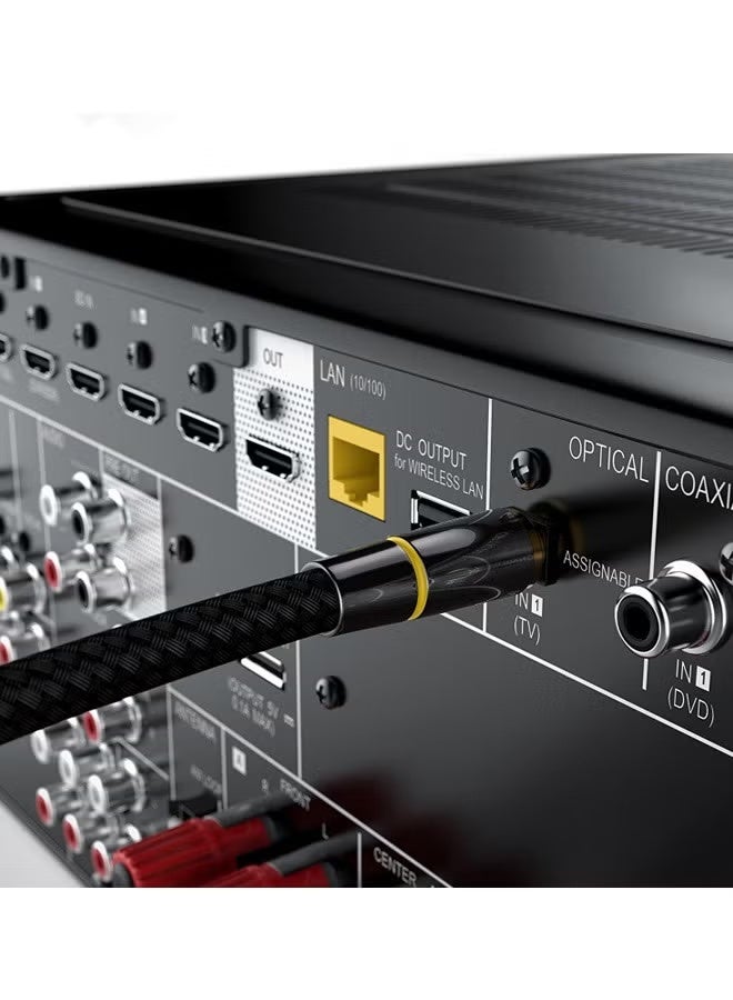 كابل صوت بصري رقمي واحد، كابل من الألياف الضوئية المضفرة من النايلون المطلي بالذهب عيار 24 قيراطًا، كابل بصري رقمي بطول 150 سم لشريط الصوت والتلفزيون وبلاي ستيشن - Image 3