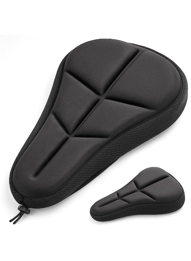 Fukukawa Bike Seat Cushion Cover Gel Memory Foam Padded Ergonomic Bicycle Saddle Cover Breathable Mesh Non Slip Base Adjustable Fit 27x19x3.5 cm - Image 1