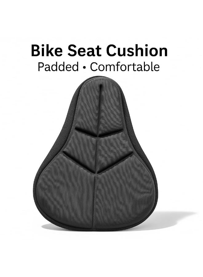 Fukukawa Bike Seat Cushion Cover Gel Memory Foam Padded Ergonomic Bicycle Saddle Cover Breathable Mesh Non Slip Base Adjustable Fit 27x19x3.5 cm - Image 2
