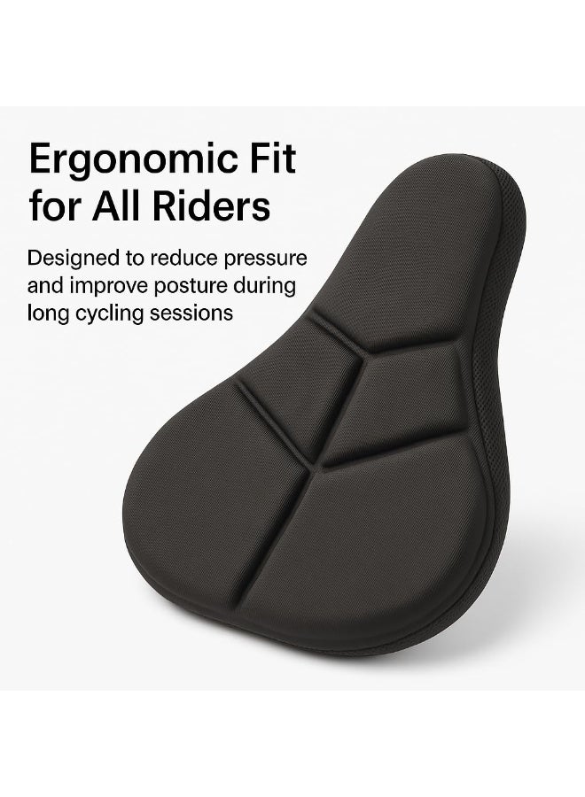 Fukukawa Bike Seat Cushion Cover Gel Memory Foam Padded Ergonomic Bicycle Saddle Cover Breathable Mesh Non Slip Base Adjustable Fit 27x19x3.5 cm - Image 4