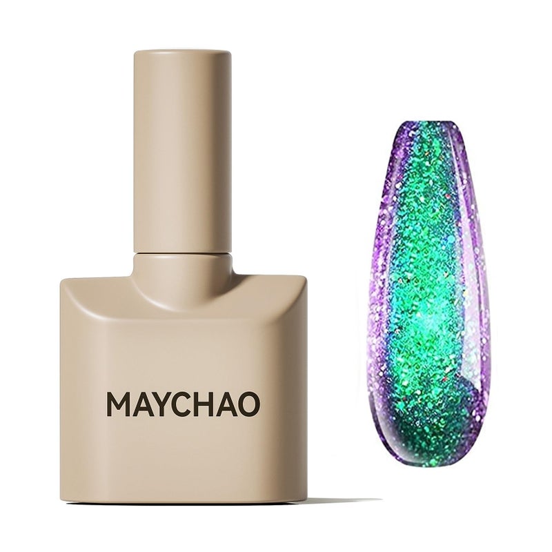 MAYCHAO 15ML Chameleon Gel Nail Polish 1Pc Green to Purple Nail Polish Soak Off UV LED Nail Gel Polish Nail Art Starter Manicure Salon DIY at Home, 0.5 OZ - Image 1