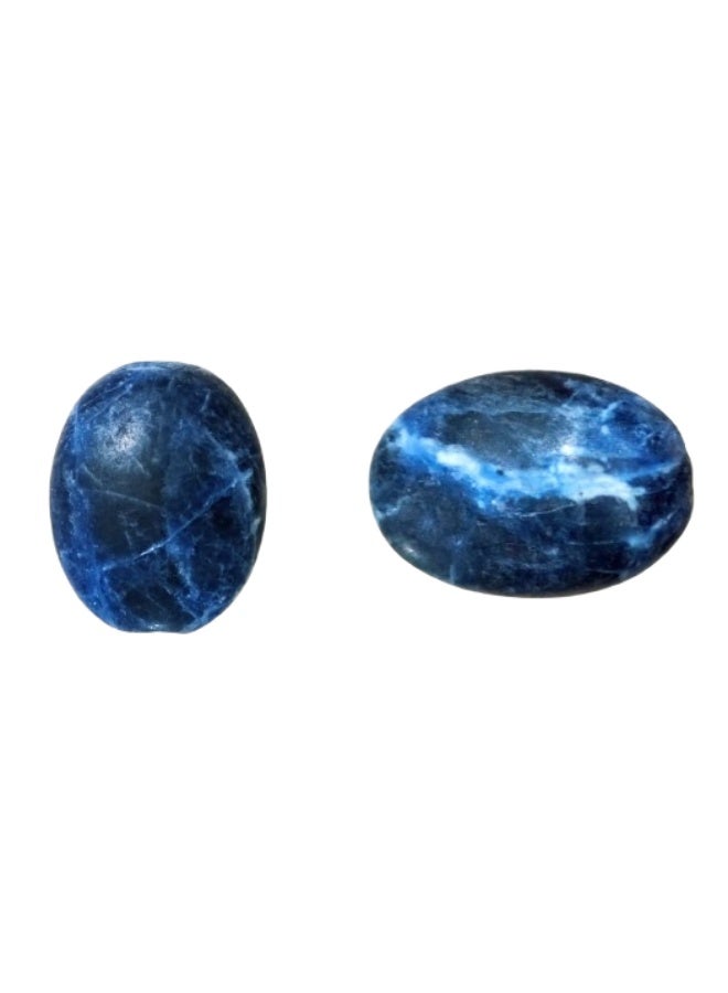 Natural Raw American Blue Sodalite Oval Shape Stretched & Back (Illustrated Natural Shape) - Natural Energy Collection Gemstone for Stones and All Uses. - Image 1