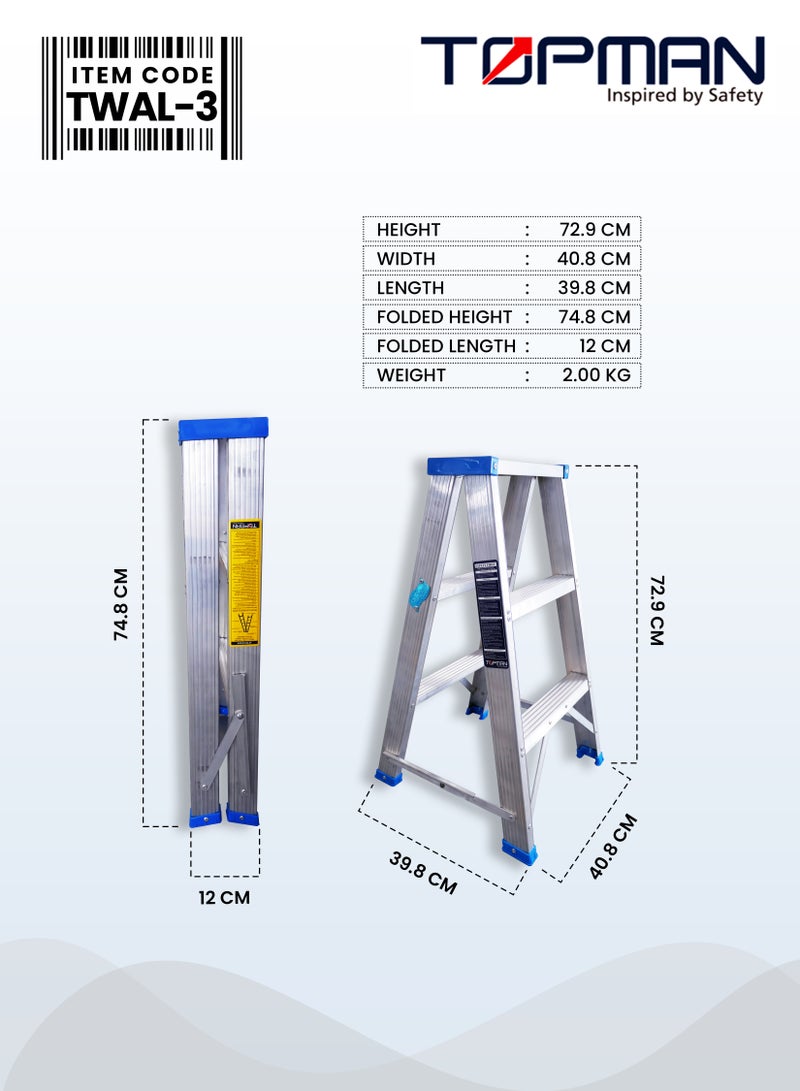 TOPMAN Two Way Aluminium Ladder 3 Steps - Image 4