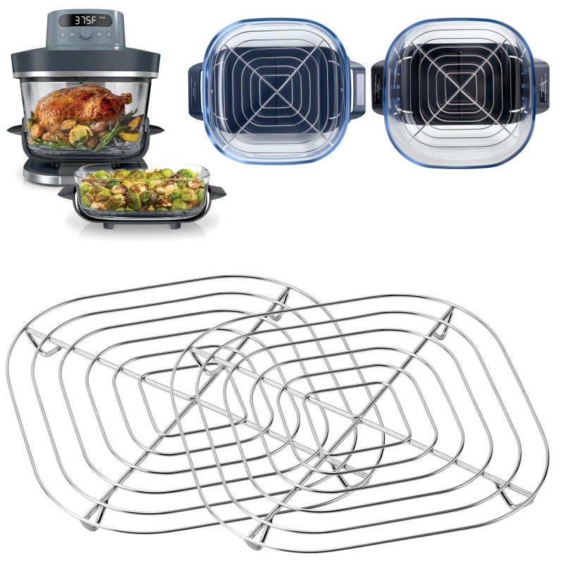 AODPWEN 2 Pack Stainless Steel Rack Compatible with Ninja Crispi Pro Air Fryer AS101CY, Ninja Crispi Accessories Metal Rack, Replacement Rack for Ninja Crispy Glass Container, Dishwasher Safe, Heat Resistant - Image 1